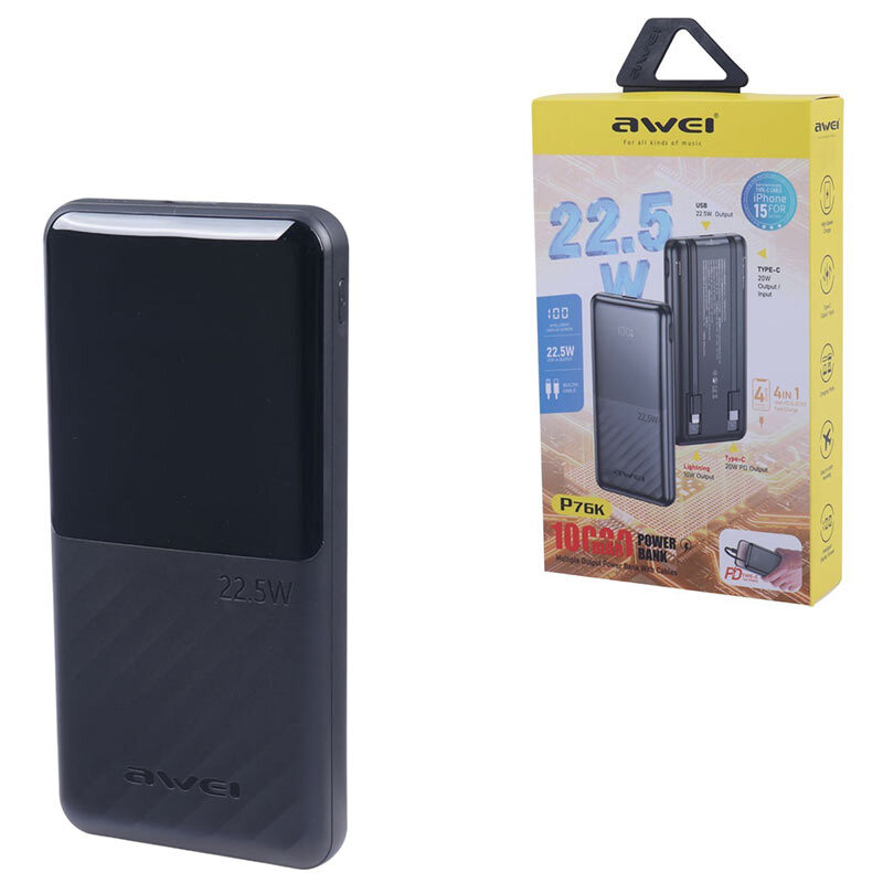 پاور بانک اوی مدل P76K ظرفیت ۱۰ هزار میلی آمپر با شارژ سریع ۲۲.۵ وات